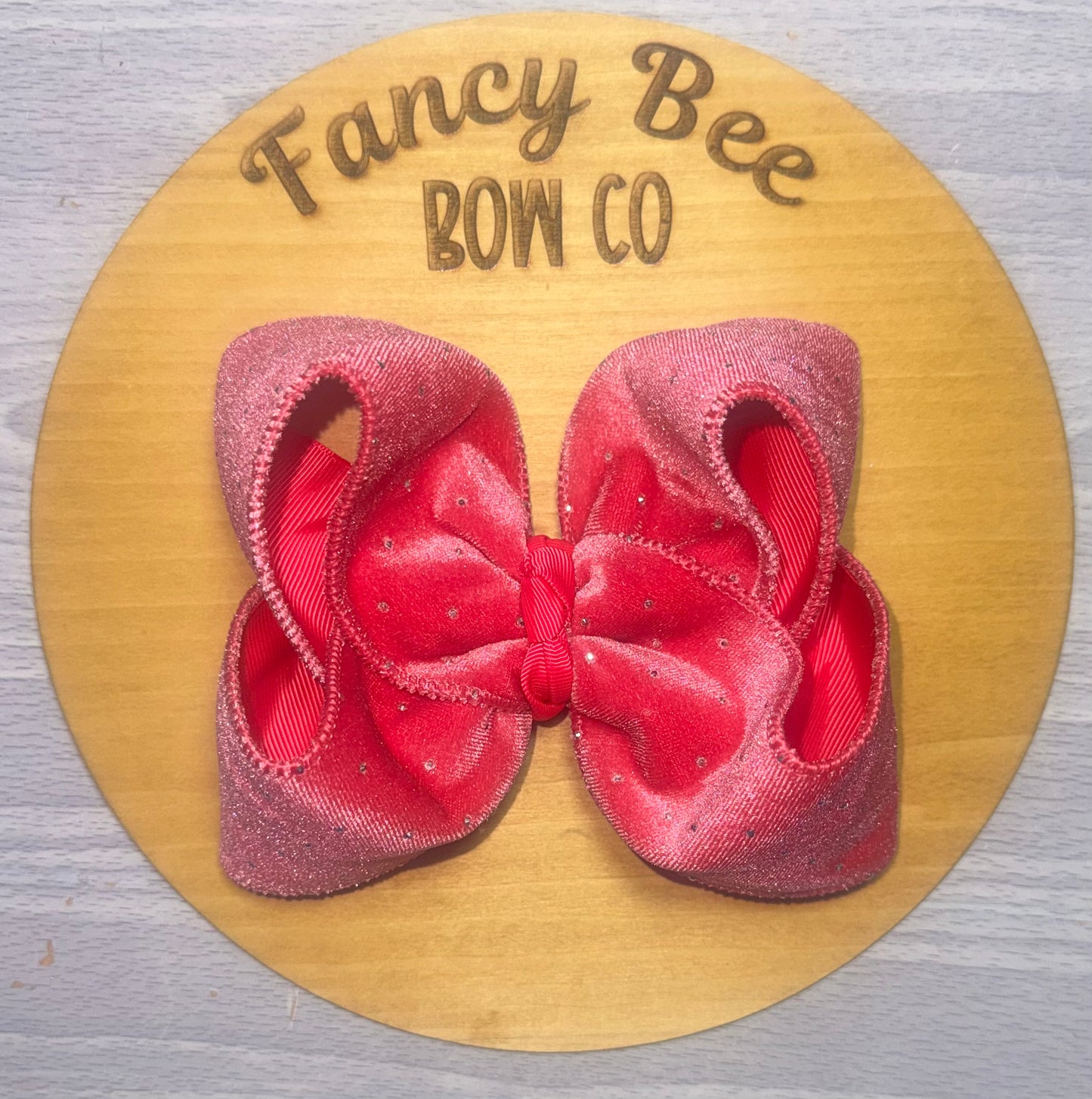 Pink Velvet & Rhinestone Queen Style Bow