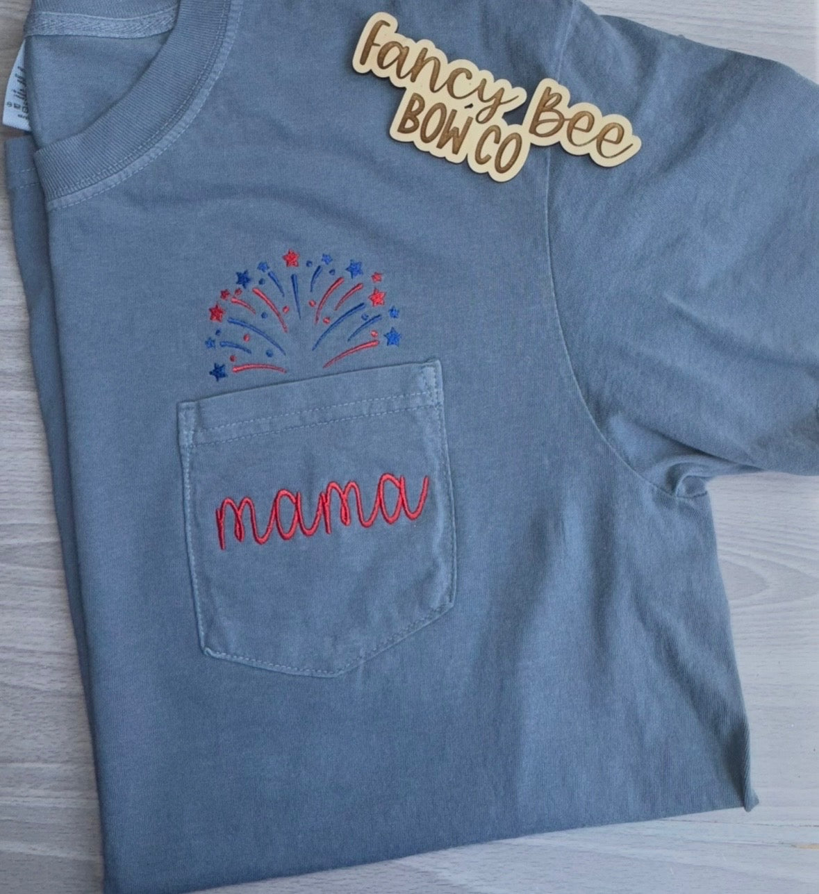 Mama Fireworks Embroidered Shirt