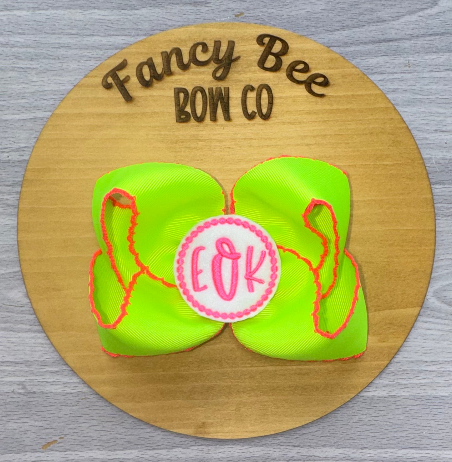 Neon Summer Monogrammed Queen Style Bow
