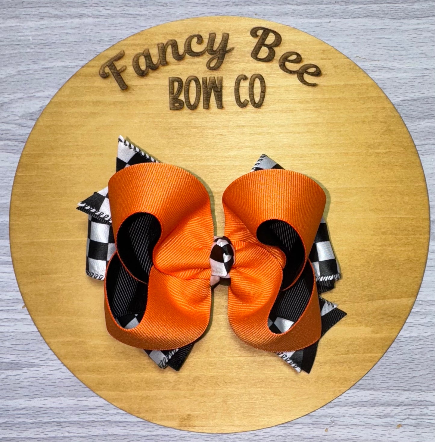 Orange & Black Plaid Honey Style Bow