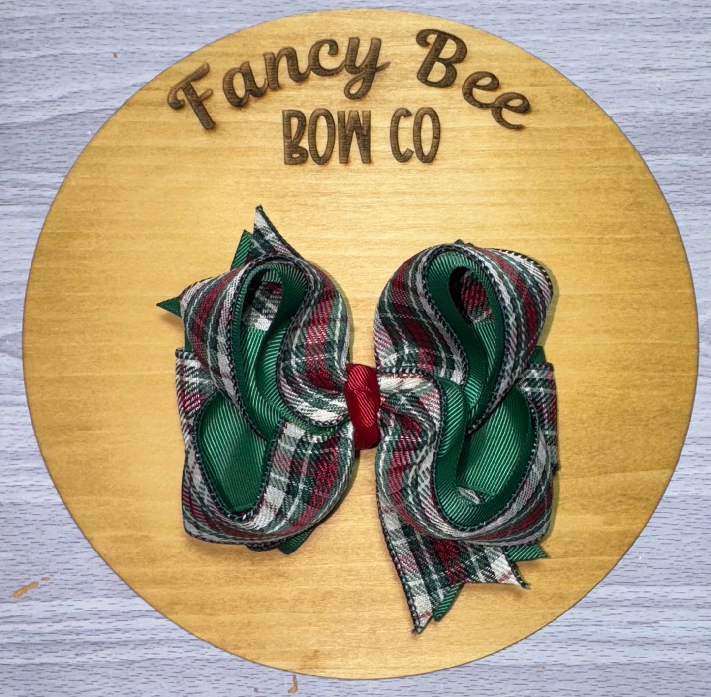 Christmas Plaid Honey Style Bow