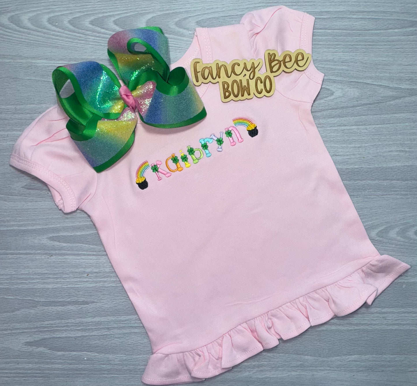Rainbow Name St. Patrick's Day Shirt- Single Name Only- Bow Sold Separately