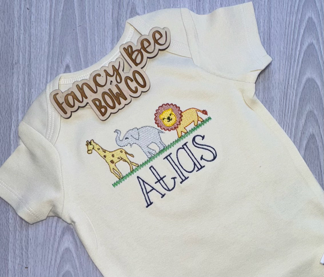 Boy Zoo Animal Embroidered Shirt