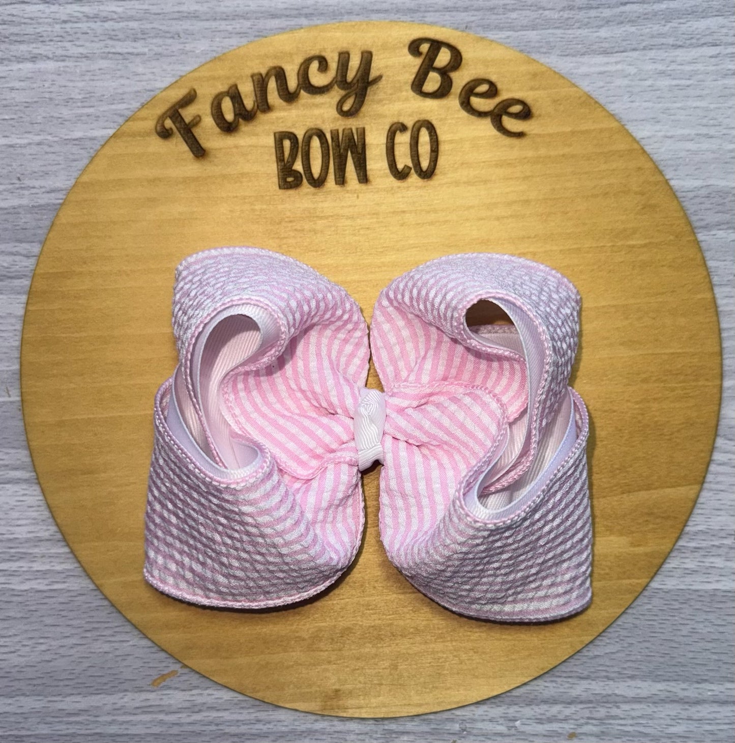 Pink Seersucker Queen Style Bow