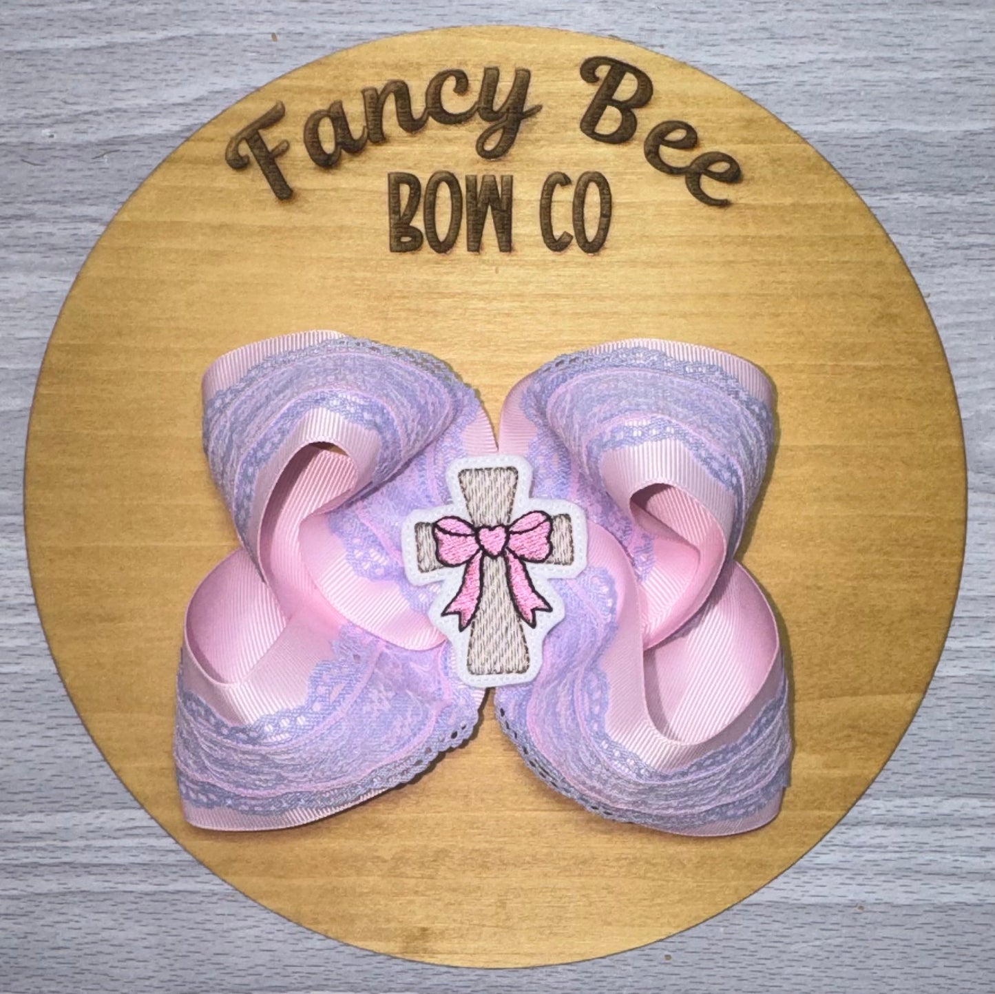 Lace Queen Style Bow w/ Detachable Cross Feltie