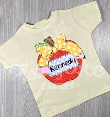 Back 2 School Apple with Pencil Bow Shirt