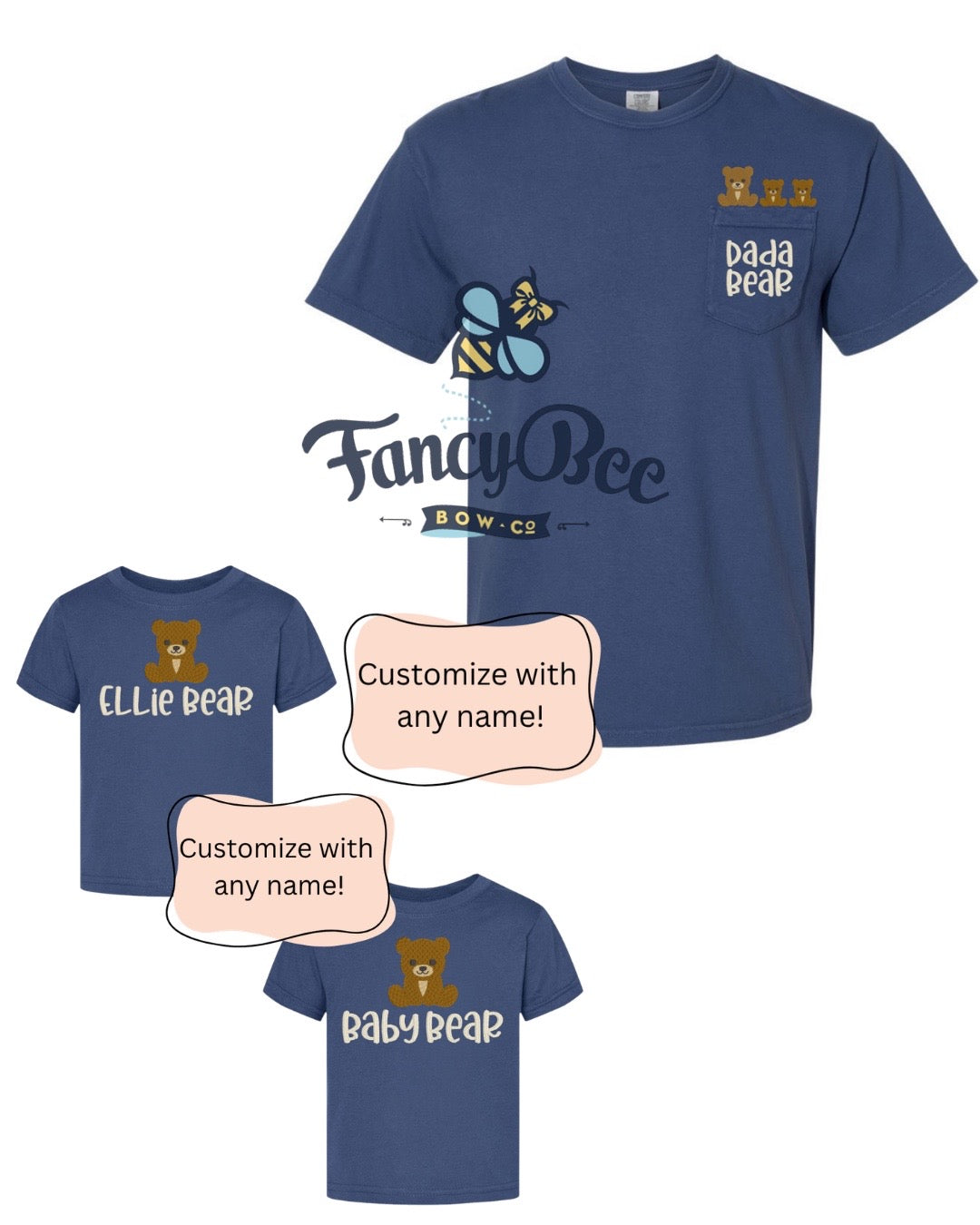 Adult Bear Personalized Embroidered Father's Day Shirt