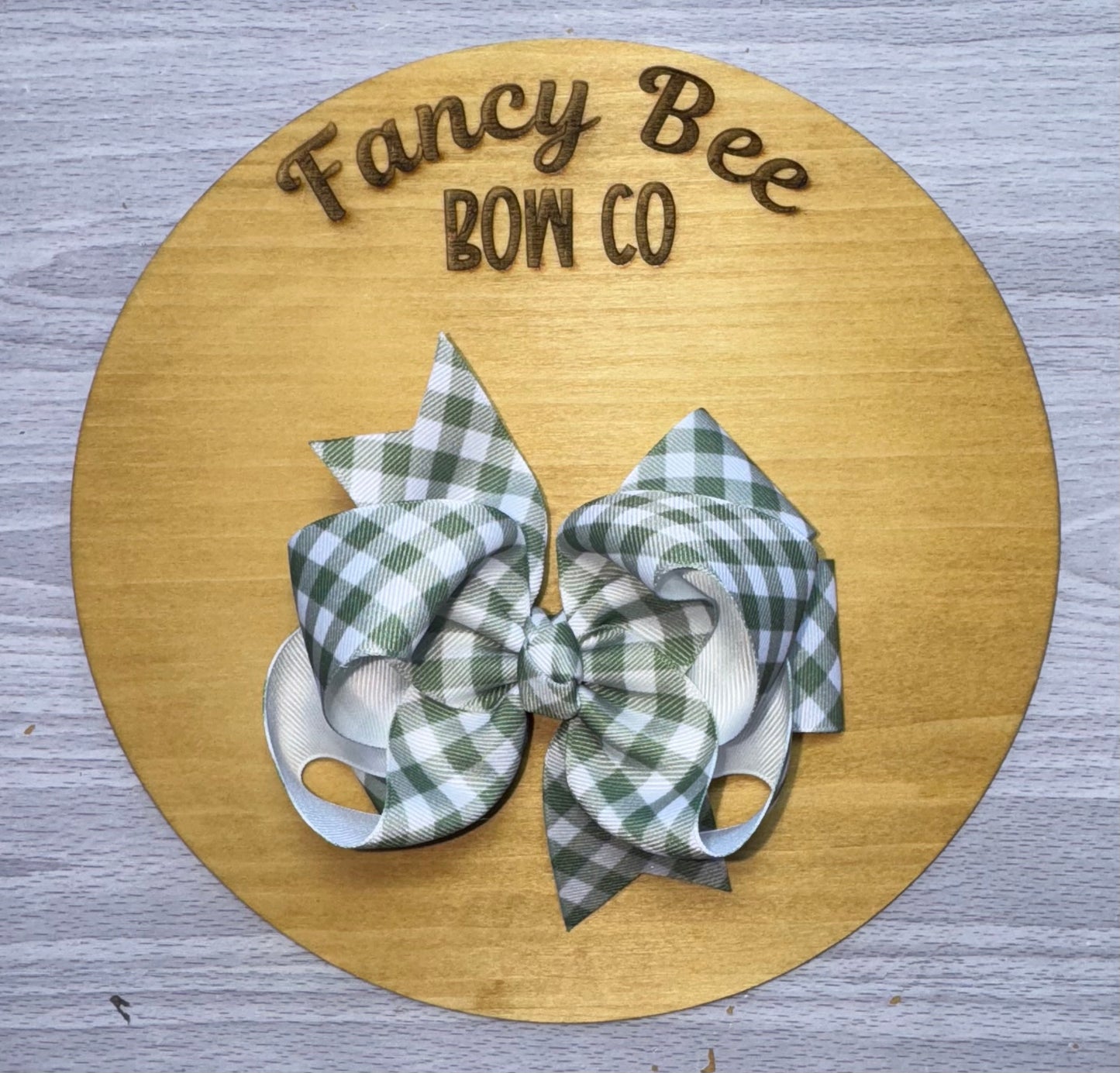 Sage Green Plaid Bow