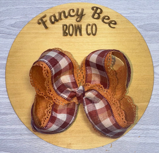 Fall Plaid Queen Style Bow