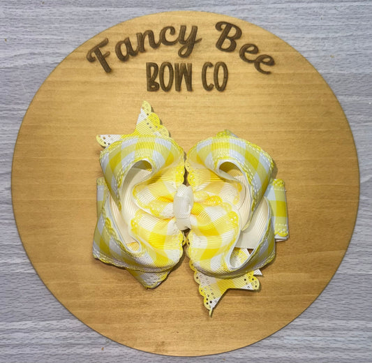 Yellow Plaid Honey Style Bow