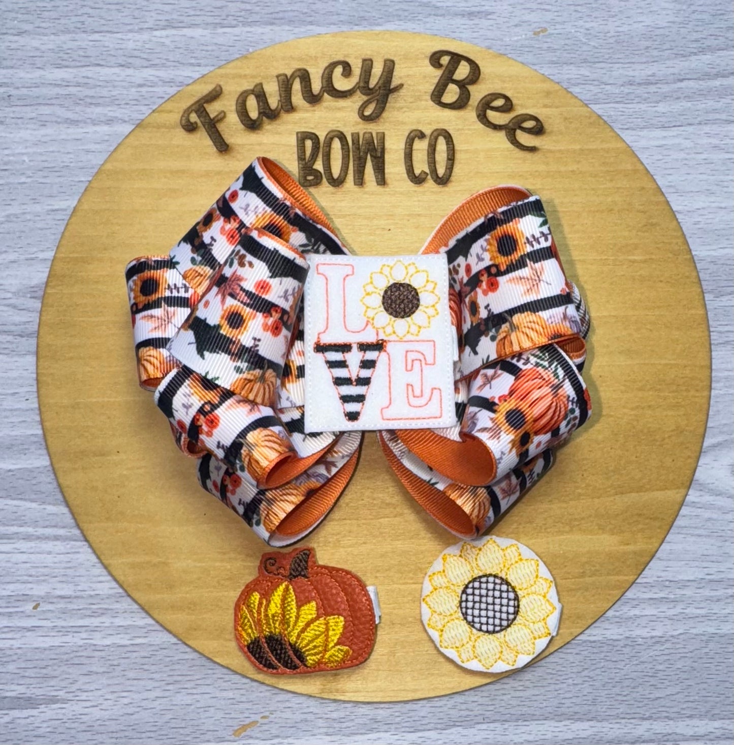Fall Beehive Style Bow w/ Detachable Feltie Set