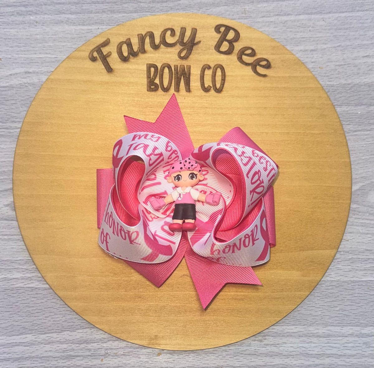 I Wear Pink in honor/memory of… personalized bow!