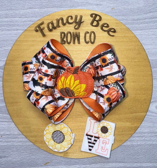 Fall Beehive Style Bow w/ Detachable Feltie Set
