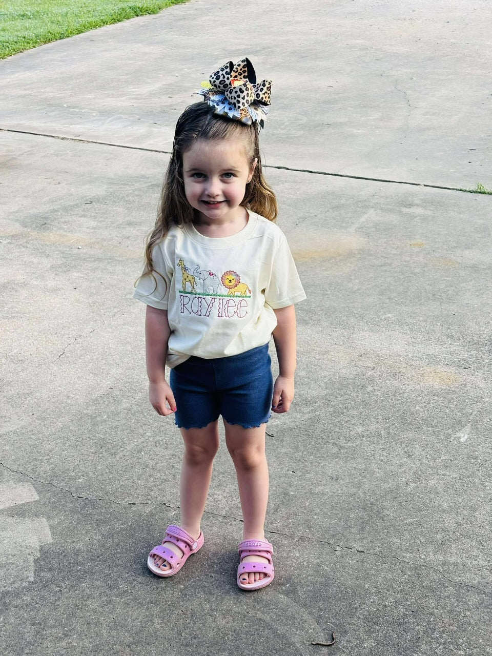 Girl Zoo Animal Embroidered Shirt