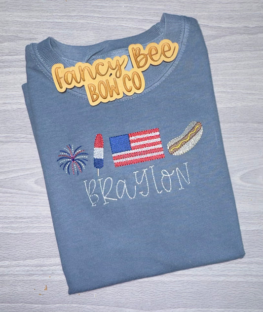 Patriotic Elements Embroidered Shirt