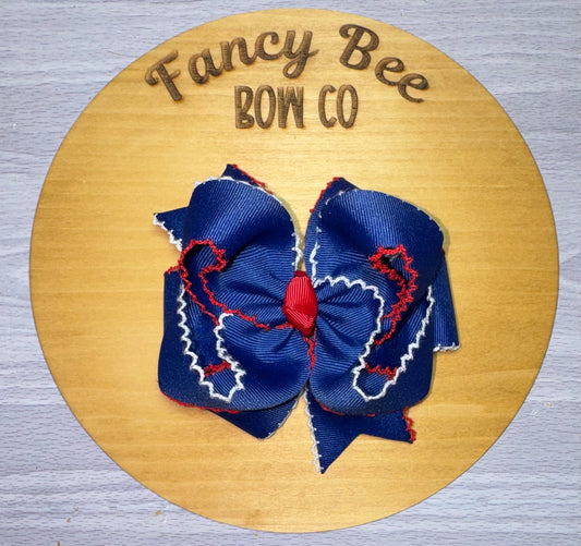 Red, White and Blue Moonstitch Honey Style Bow