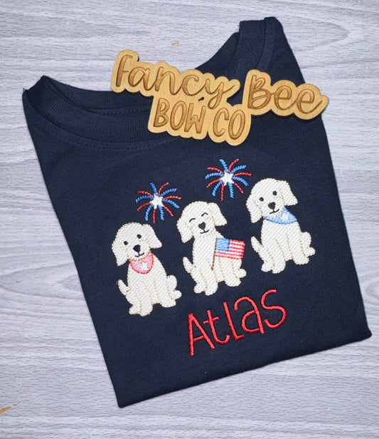 Patriotic Pups Boys Embroidered Shirt
