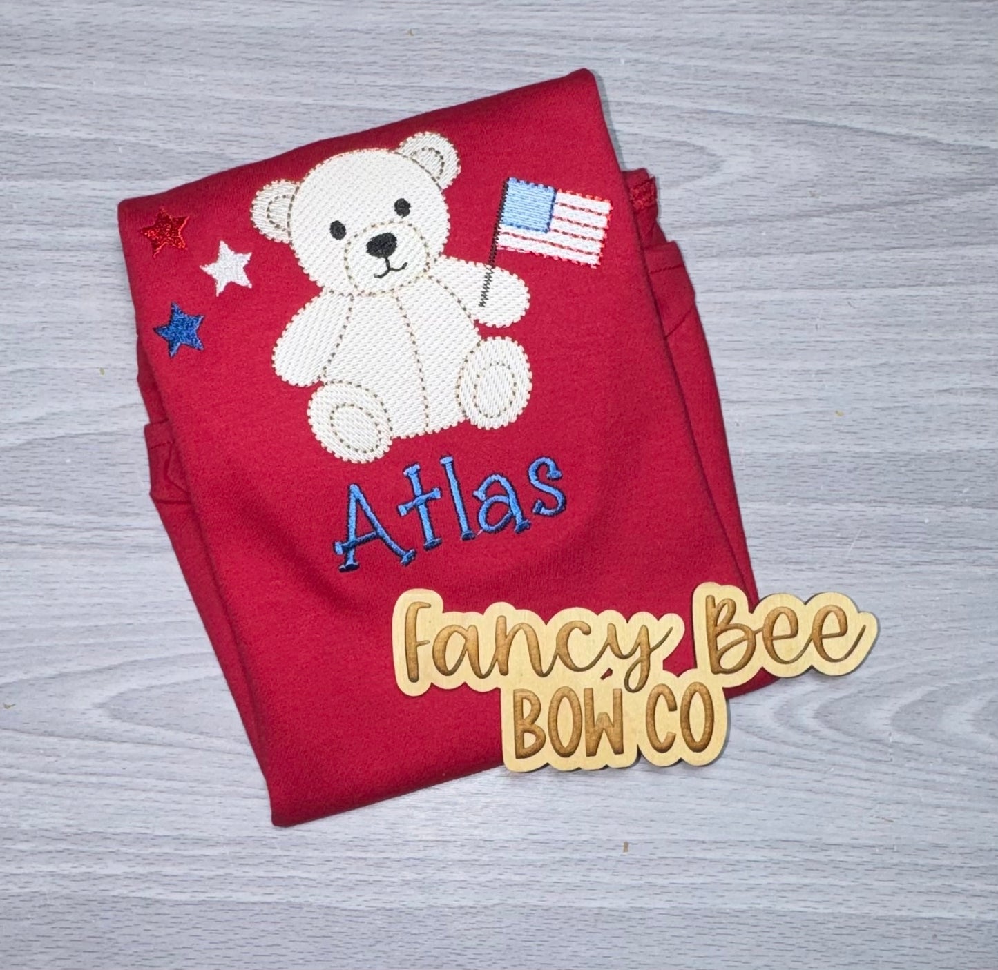 Patriotic Bear Embroidered Shirt- Please read listing!