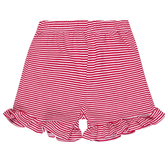 Girl's Ruffle Red Striped Shorts