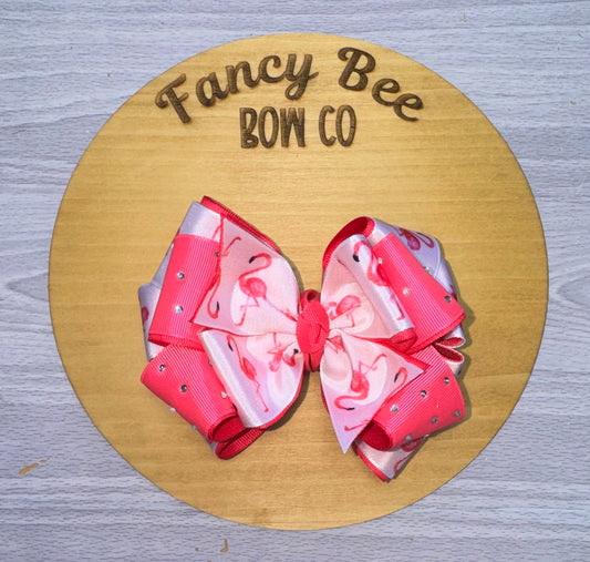 Pink Flamingo Beehive Style Bow