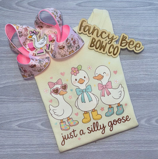 Just a Silly Goose Shirt + Bow Set