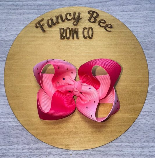 Two-Tone Pink Rhinestone Bow