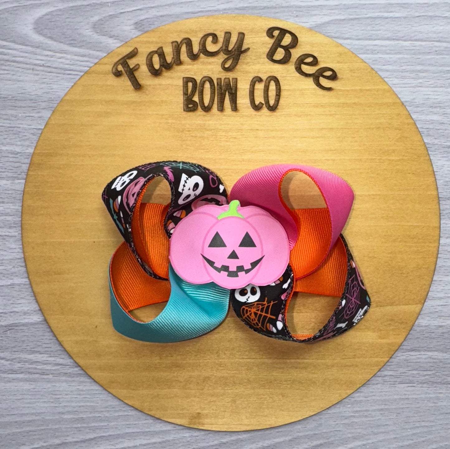 Girly Halloween Sugar Bee Style Bow W/ Detachable Pumpkin Snap Clip