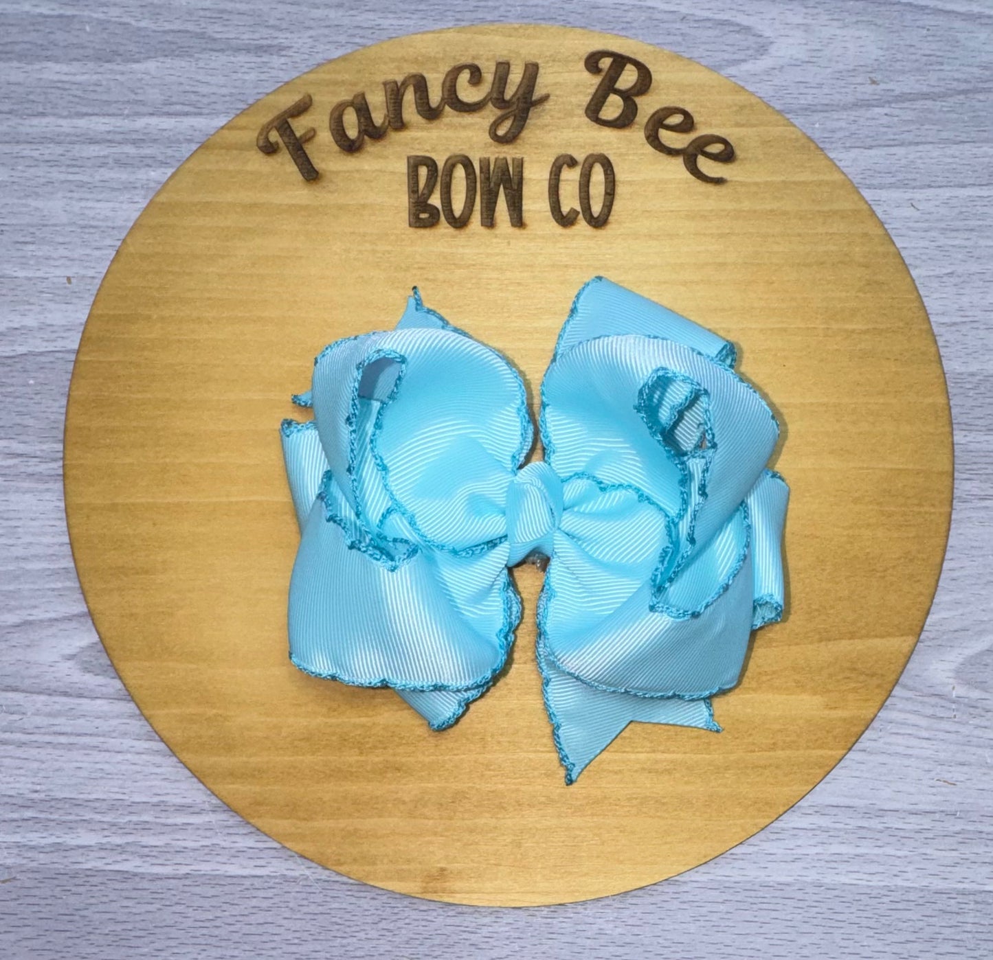 Light Blue/Turquoise Moonstitch Honey Style Bow