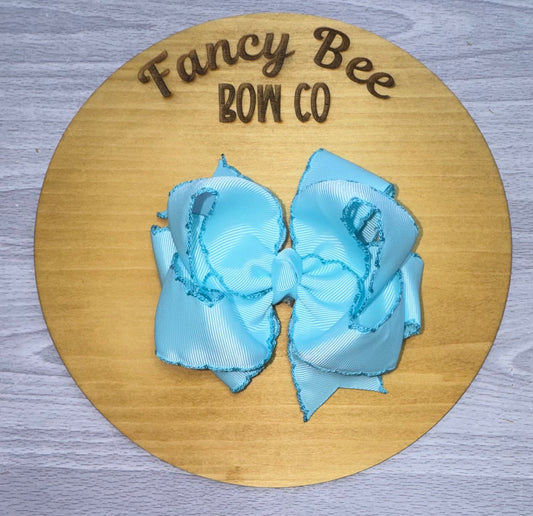 Light Blue/Turquoise Moonstitch Honey Style Bow