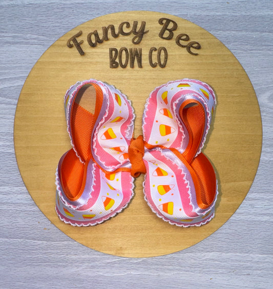 Candy Corn Cutie Queen Style Bow