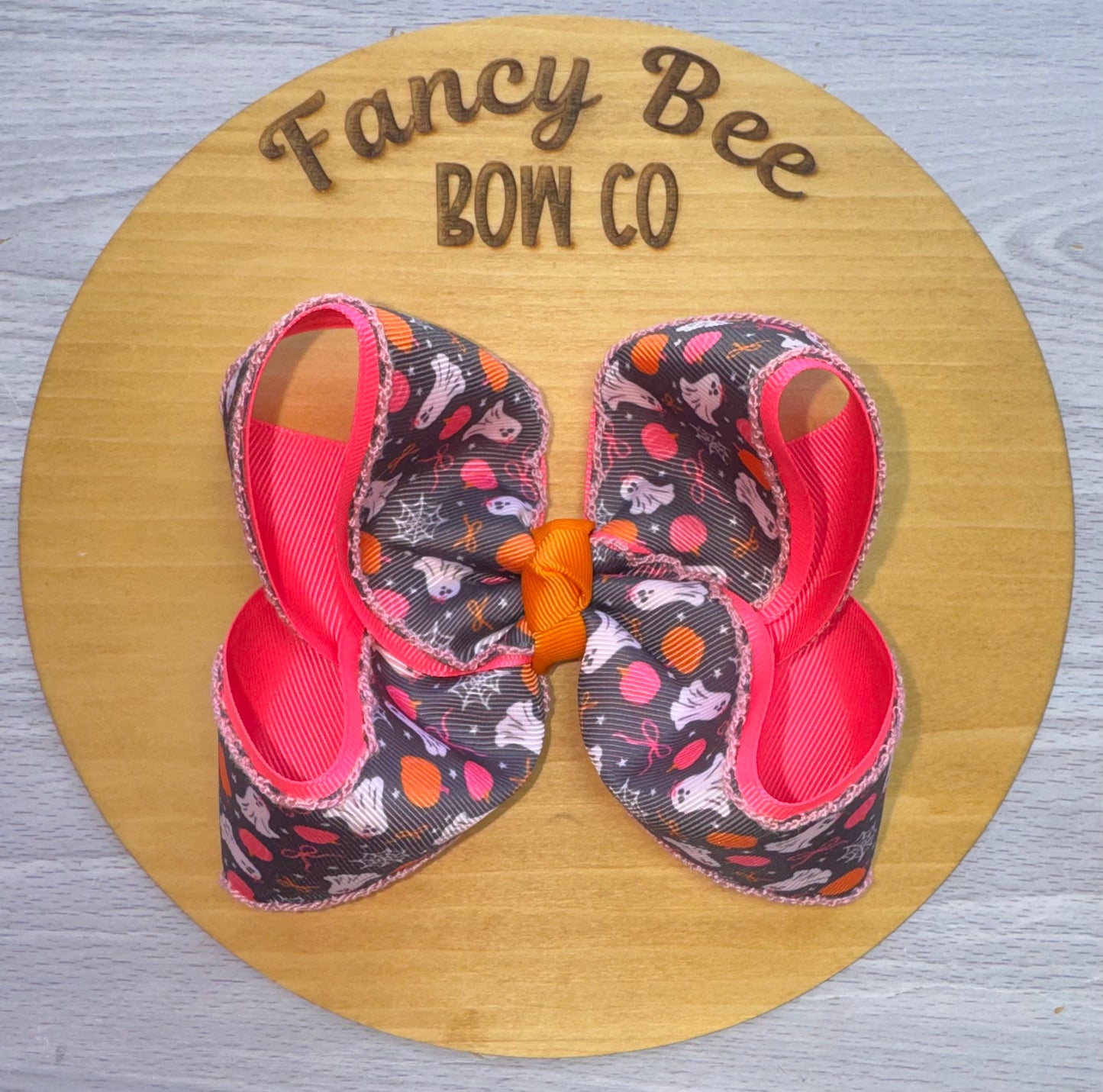 Neon Pink Ghost Queen Style Bow