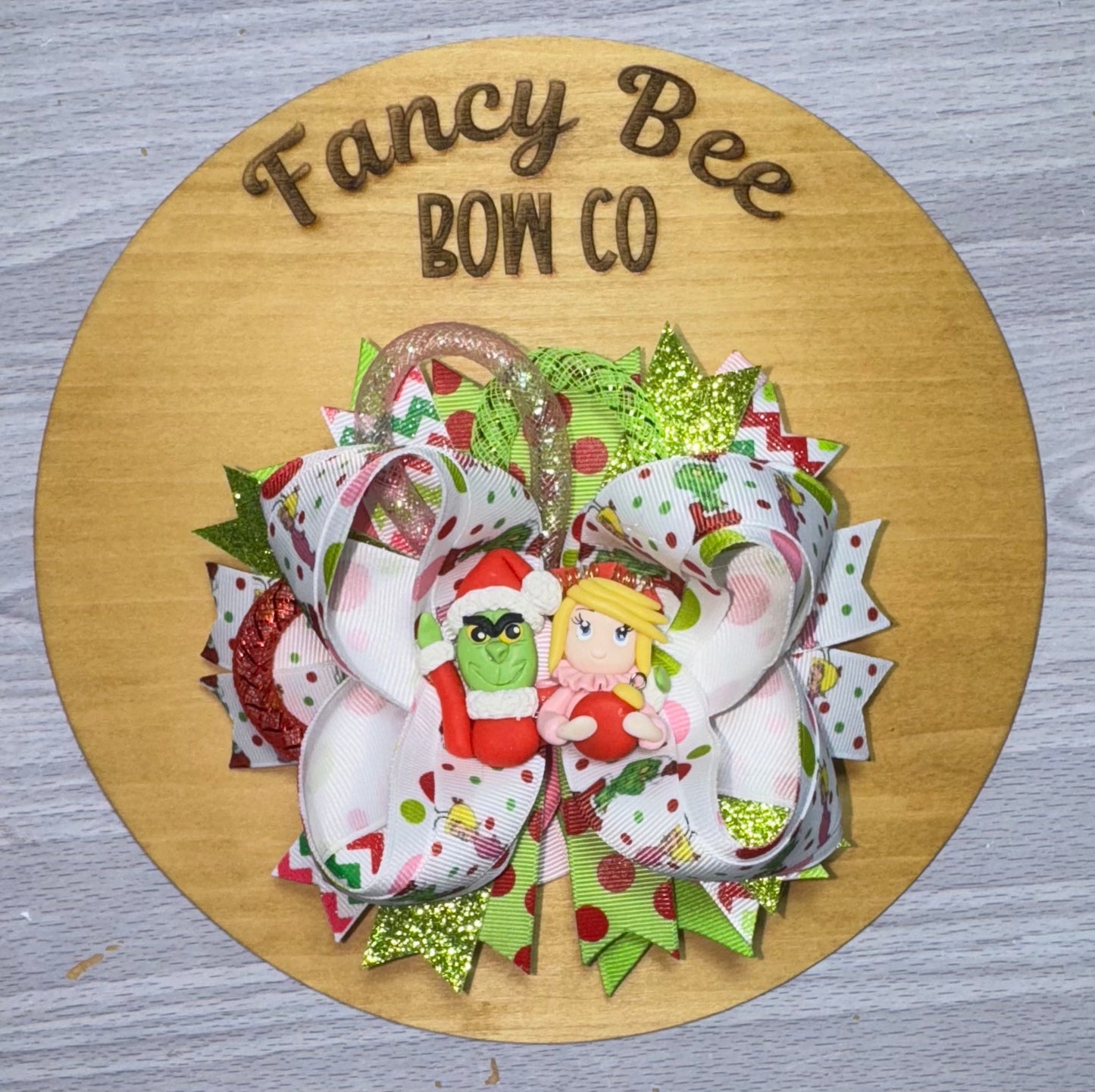 Green Guy & Cindy Fancy Style Bow OOAK