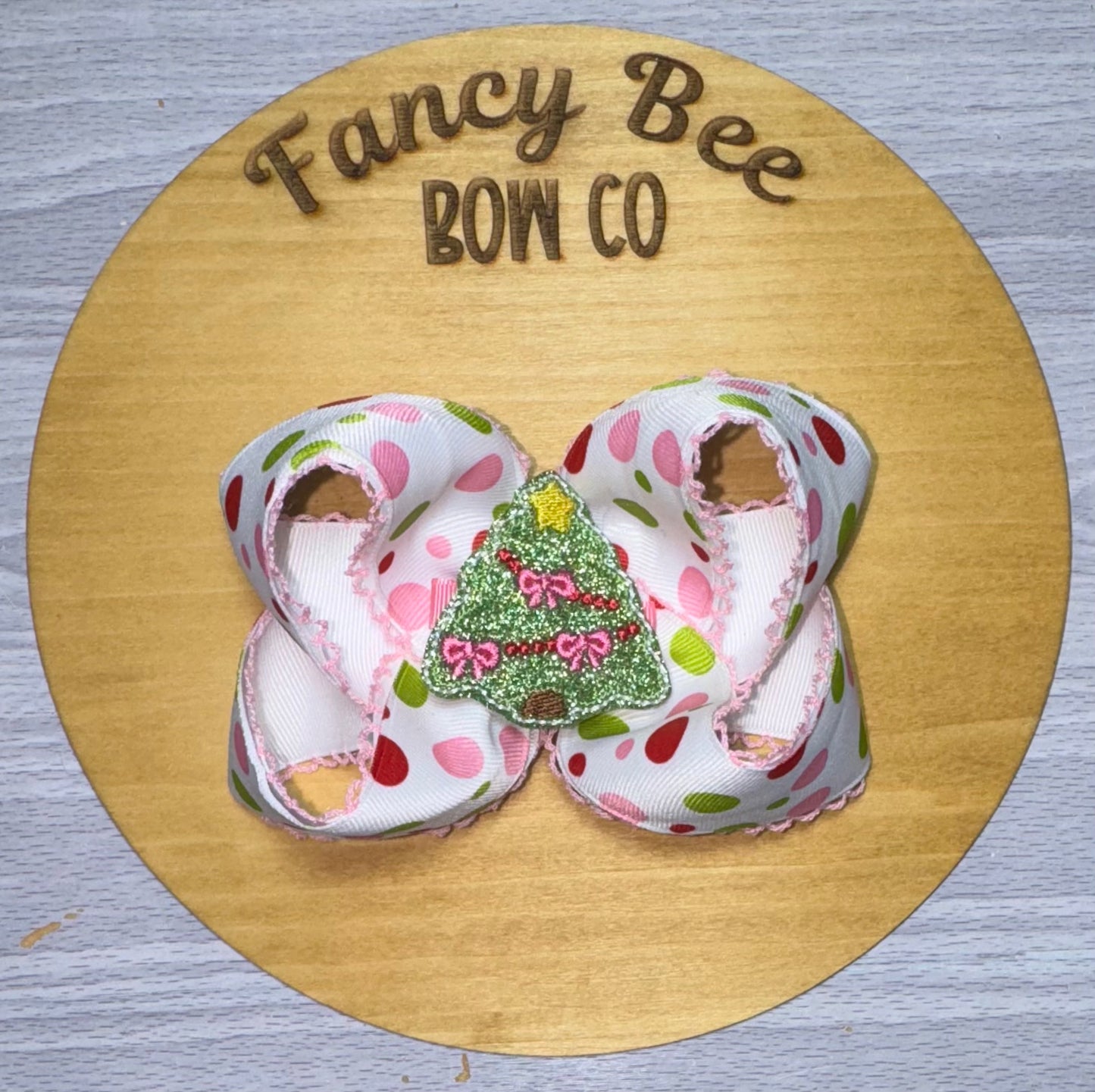 Christmas Tree Sugar Bee Syle Bow w/ Detachable Feltie
