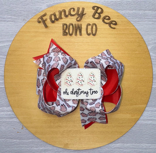 Christmas Cake Honey Style Bow w/ Detachable Feltie