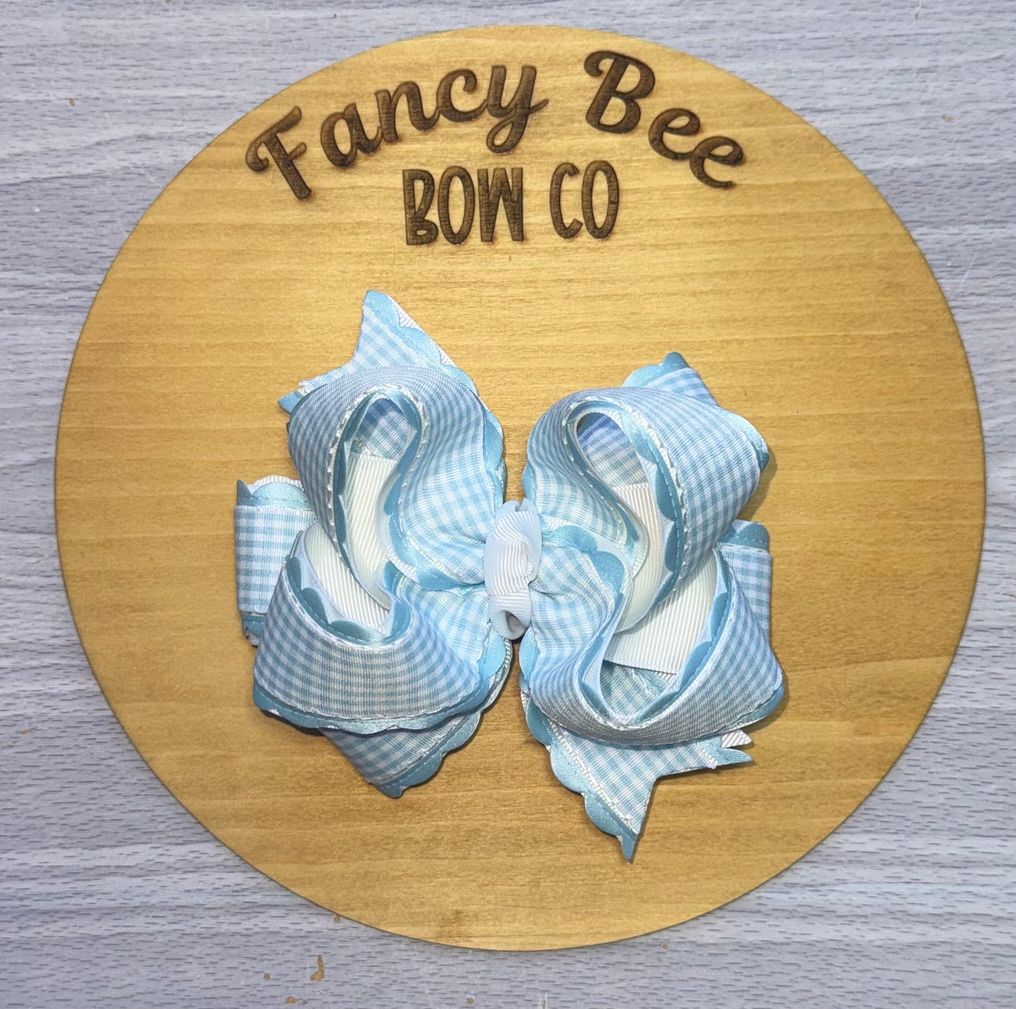 Blue Blue Gingham Honey Style Bow
