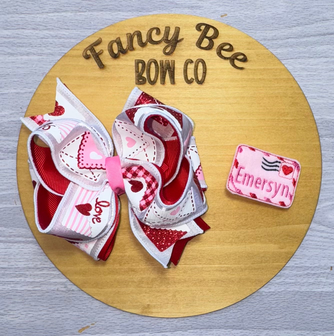 Love Letter Honey Style Bow w/ Detachable Personalized Feltie Clip