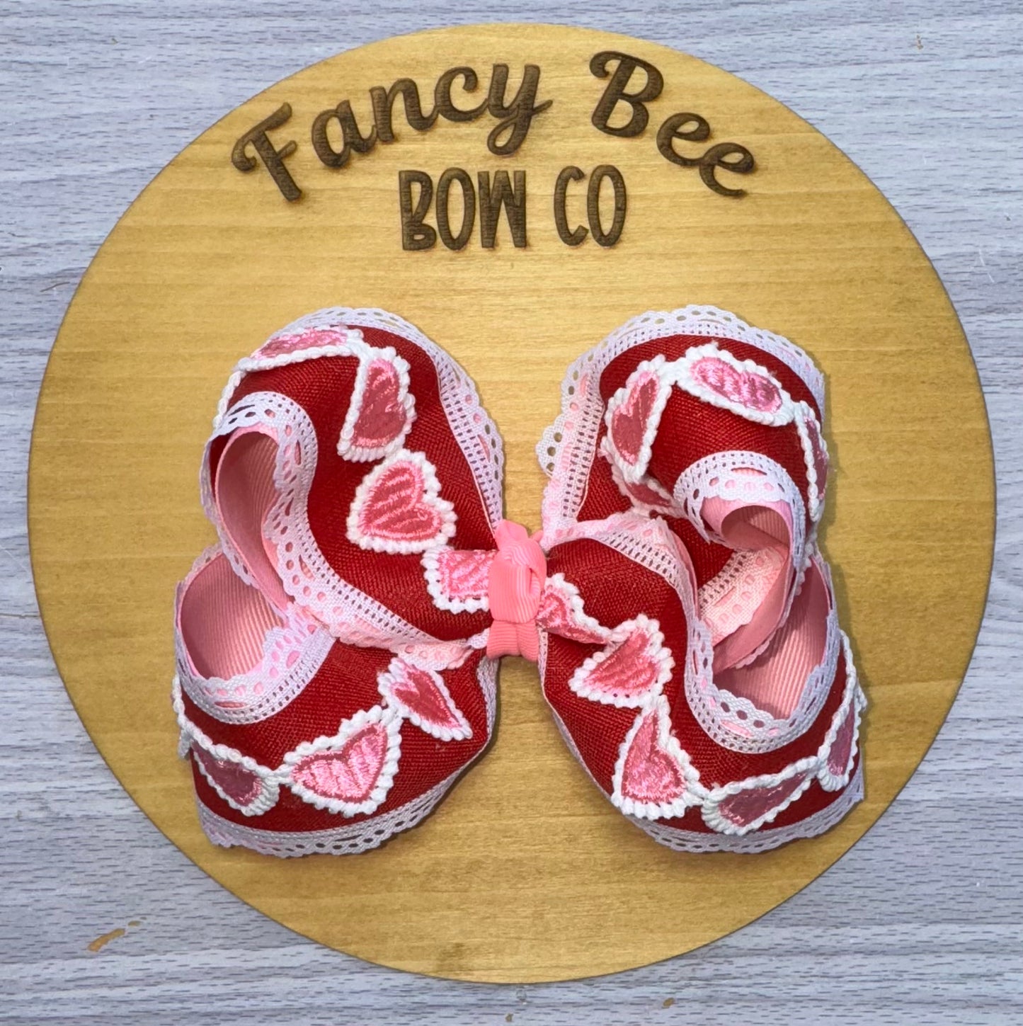 Triple Layered Valentine's Hearts Queen Style Hairbow