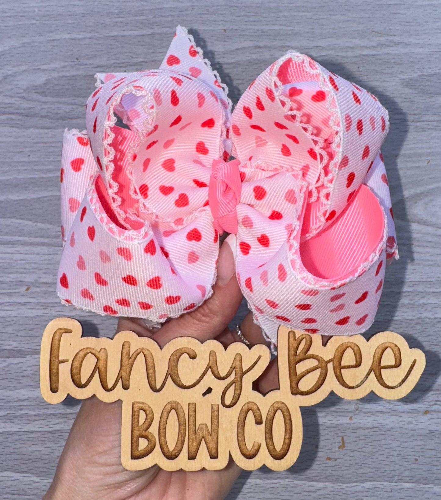 Valentine's Moonstitch Honey Style Hairbow