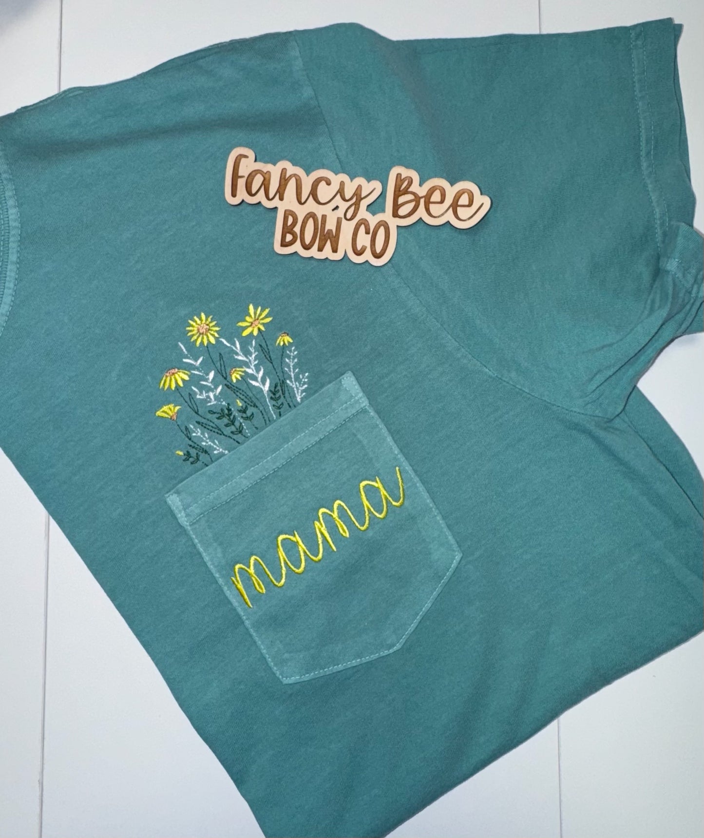 RTS Embroidered Mama Floral Pocket Shirt