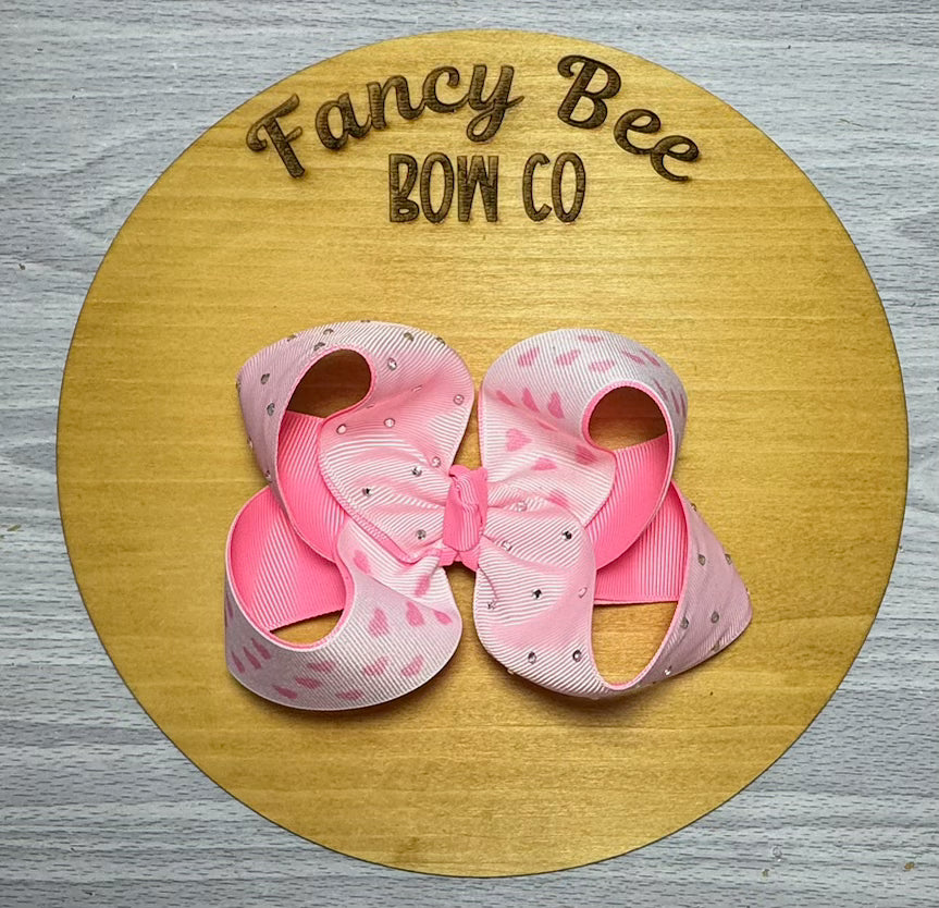 Two-Tone Valentine's Rhinestone SugarBee Style Hairbow