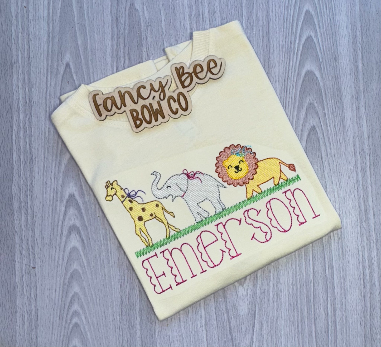 Girl Zoo Animal Embroidered Shirt