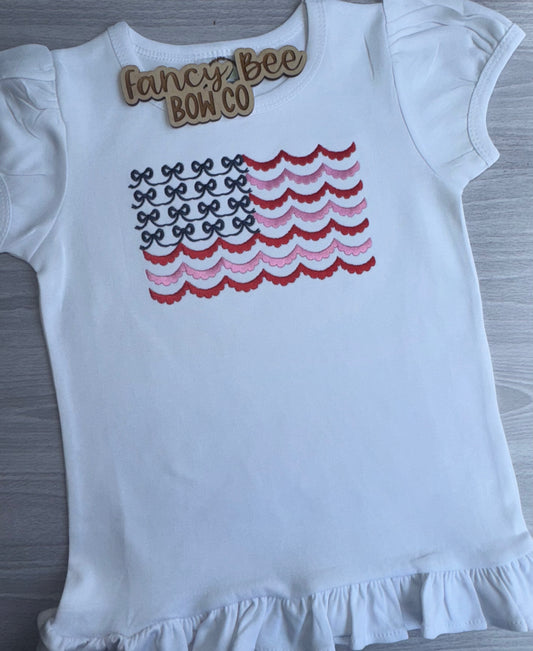 Deal of the Week- Embroidered Bows & Stripes Ruffle Shirt