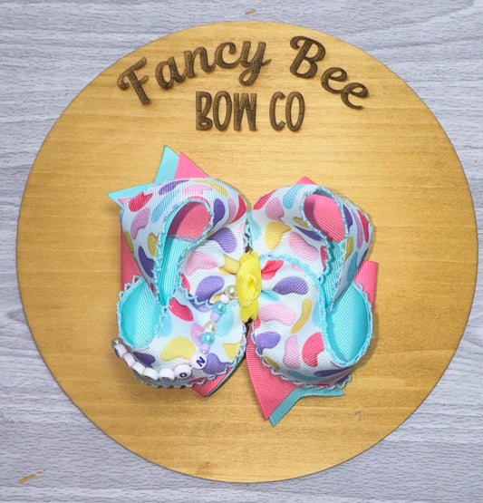 Jelly Bean Beaded Name Bow
