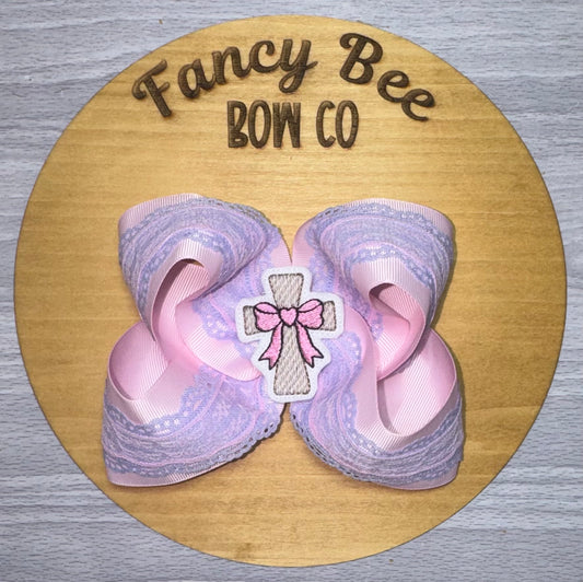 Lace Queen Style Bow w/ Detachable Cross Feltie