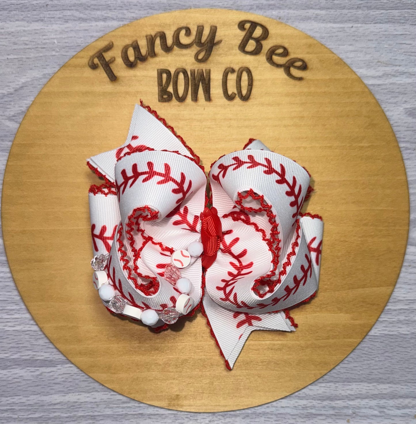 Beaded Baseball Honey Style Bow
