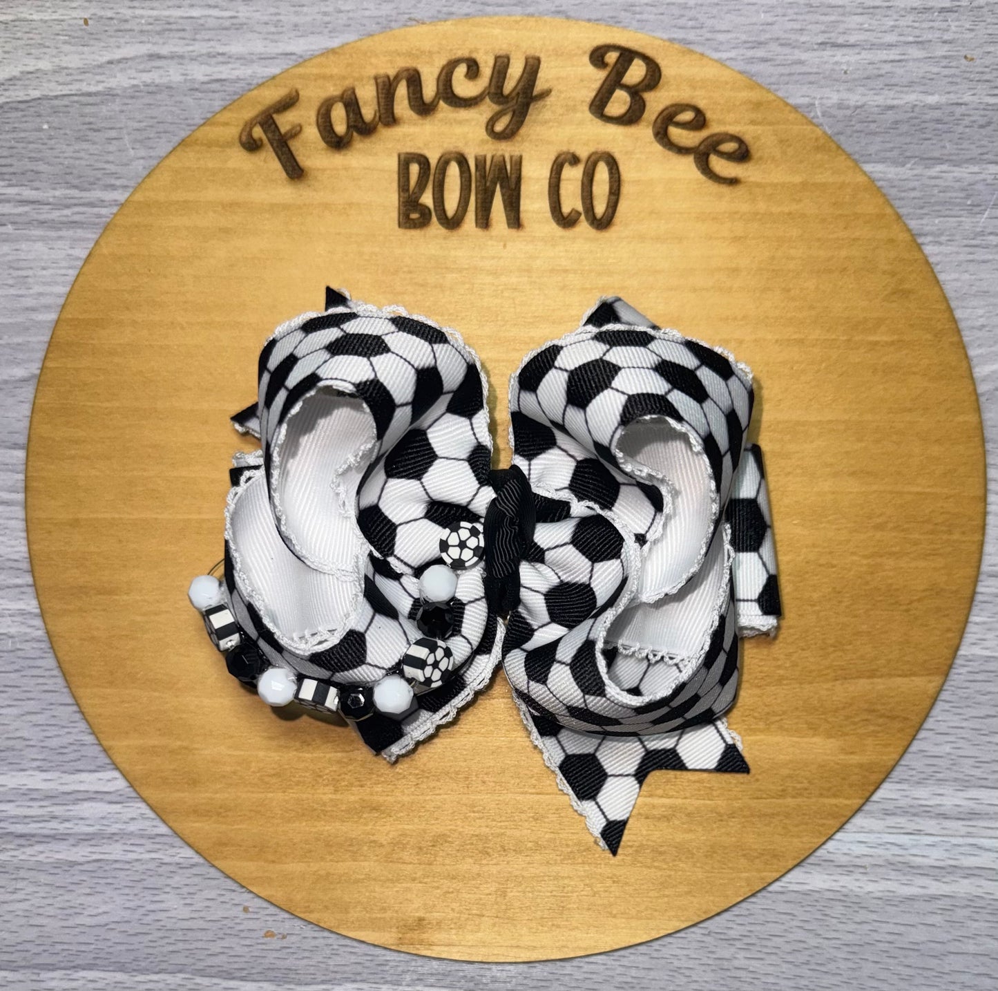 Soccer Beaded Honey Style Bow