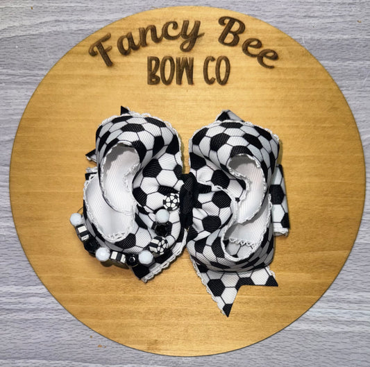 Soccer Beaded Honey Style Bow