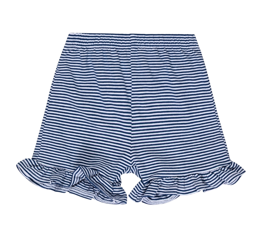 Girl's Ruffle Blue Striped Shorts