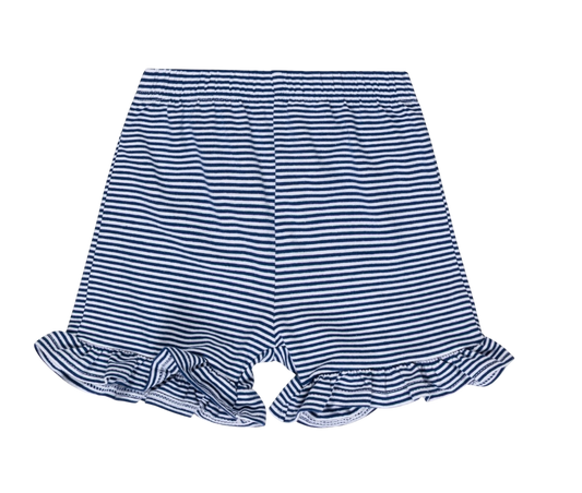 Girl's Ruffle Blue Striped Shorts