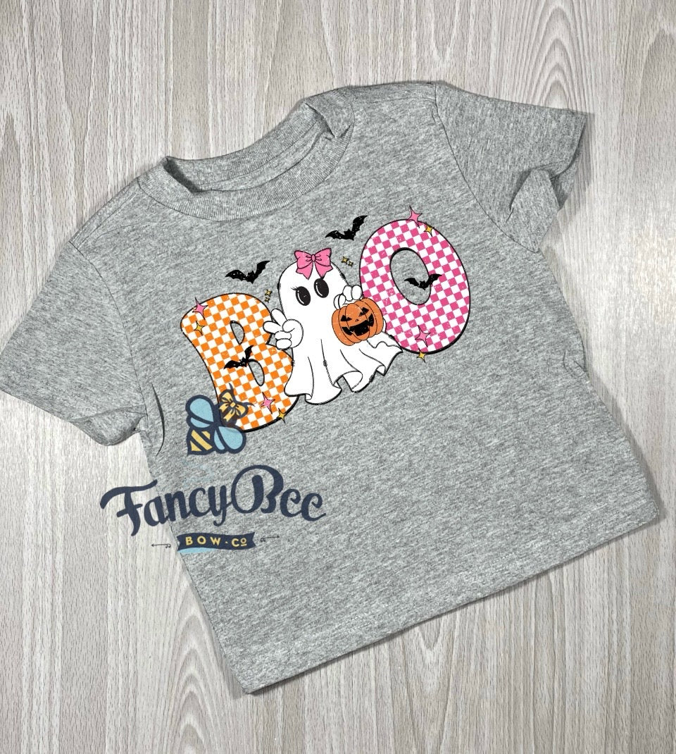 Boo Checked Girl's Halloween Shirt